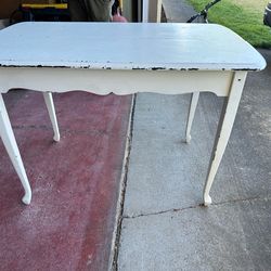 Adorable Antique Table Wood Painted White