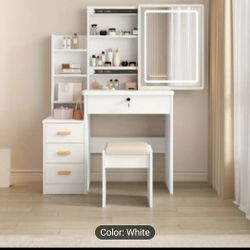 Brand New In Box Vanity With Led Lights, 3 Light Modes And  Adjustable Brightness,  Comes With Chair