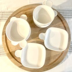 Vintage Corning Ware White 185-B 61/2”snack Plate/ 150-B Bowls