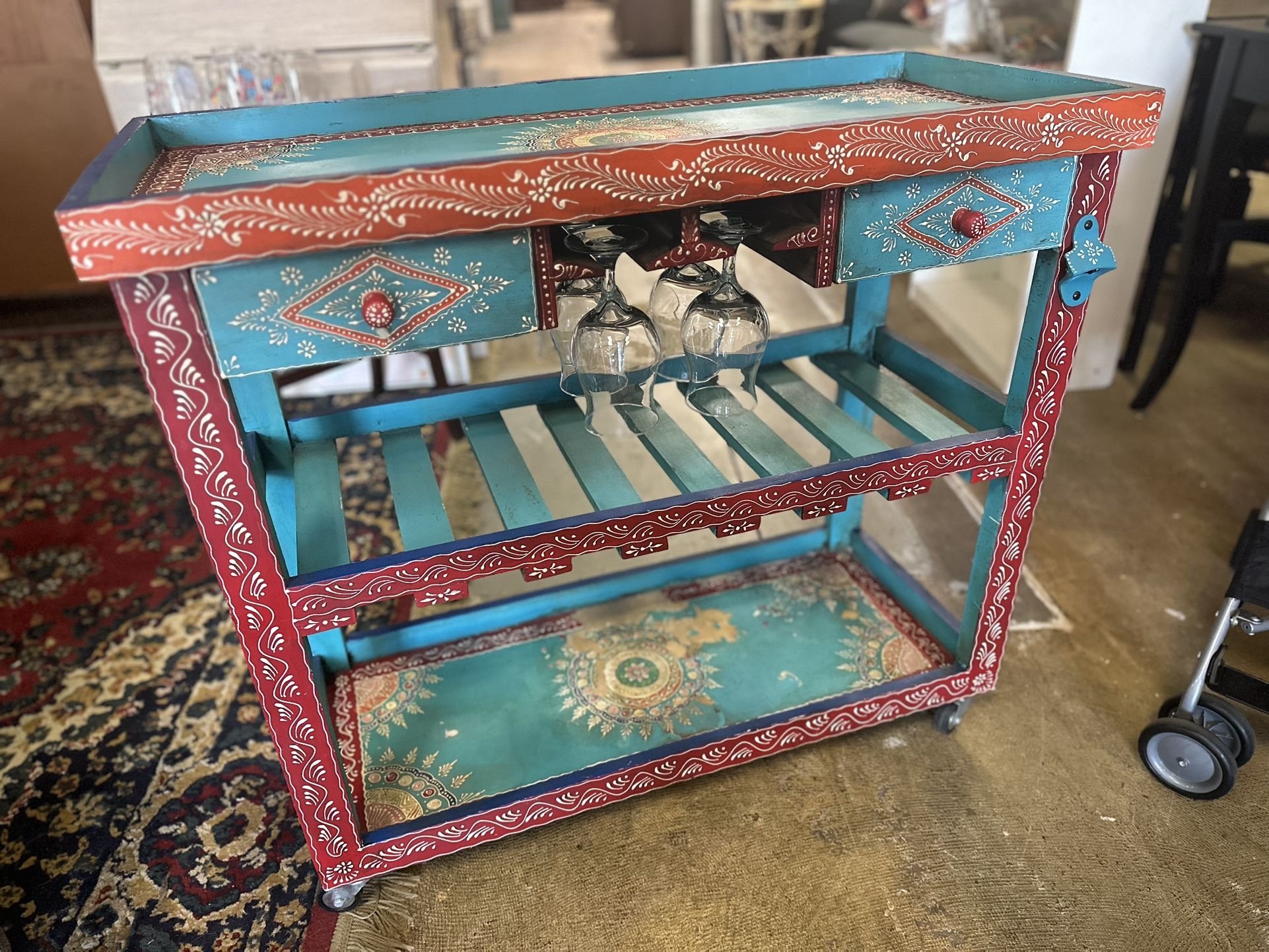Hand Painted Bar Cart