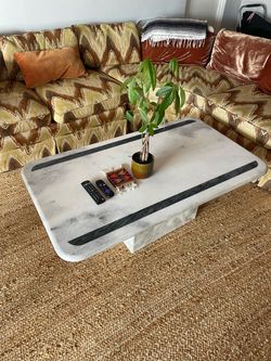 Marble Coffee Table with Black Inlay