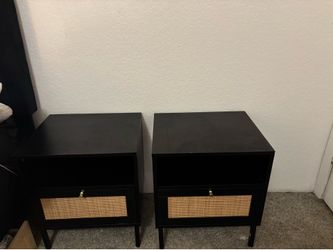 Black Rattan Nightstands