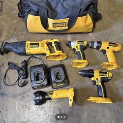DeWalt 12V MAX Tool Lot – Drills, Impact, Saw, Chargers (No Batteries)