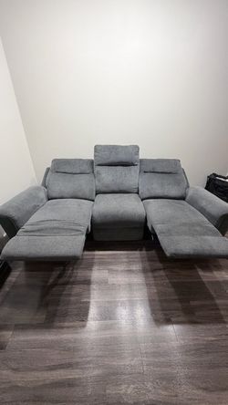 Gray Fabric Reclining Sofa