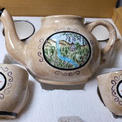 🎁🎄🎁Kathy Hatch Oriental Garden Collection Tea Set Handpainted Original Box