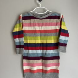 Baby Gap Girls Classic Striped Rainbow Shimmer Knit Sweater Holiday Dress 3t 