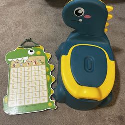 Cute dinosaur potty training seat with reward chart.
