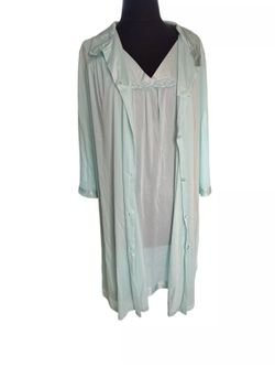 Vanity Fair Nightgown & Robe size XL Mint Green Nylon House Coat Lounger Vintage