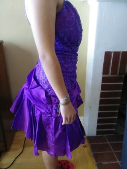 fitted lace wedding dress Purple Sweetheart Neck Short Prom Dresses, Purple Homecoming Dresses –  dresstby main image 1