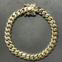 10KT Yellow Gold Solid Cuban Link Bracelet