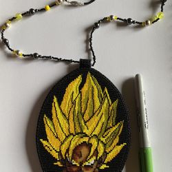 Hand Beaded Goku Medallion Necklace