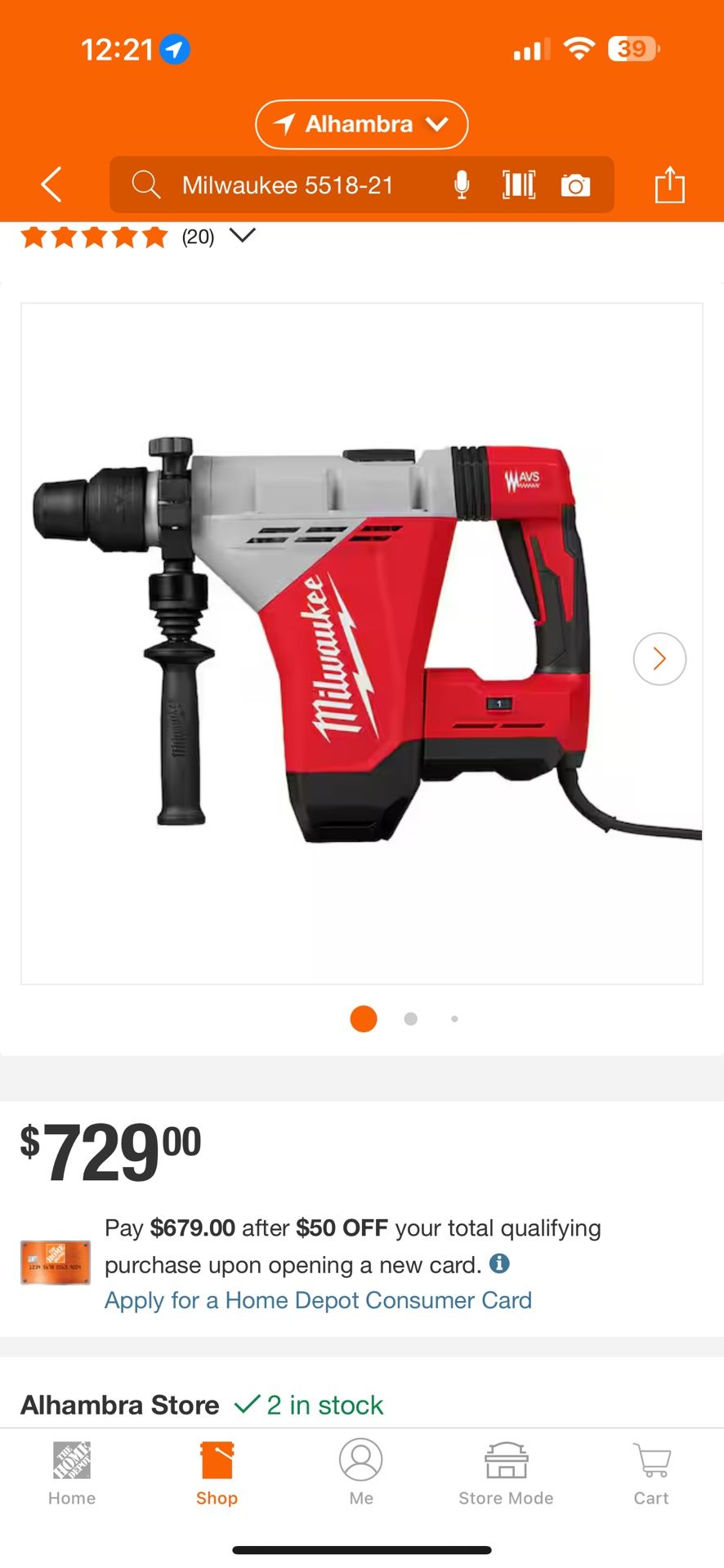 Milwaukee 1-3/4 SDS Max Rotary Hammer