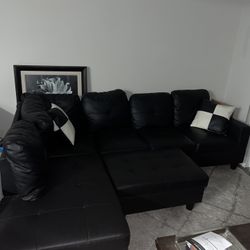 Black Leather Couch $350