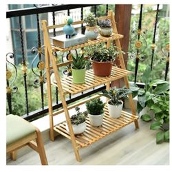 Bamboo Ladder Plant Stand 