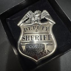 1987 Franklin Mint Sterling Silver Custer Co MT Deputy Sheriff Badge MIB COA