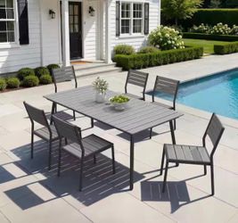 7-Piece Dark Gray 70 in. Aluminum Patio Outdoor Dining Set