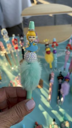 Handmade Cinderella Beaded Pen – Cute Fuzzy Pen for Gifts, Journals & Magic Lovers 