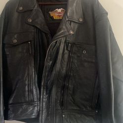 Mens Harley Davidson Black Leather Jacket XL