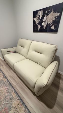 Faux Leather Beige Couch/Recliners