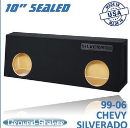 Black 10" Dual Sealed Sub Box, Fits 99-06 Chevy Silverado Regular-Cab Trucks