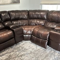 Leather Sectional  And TV Console 