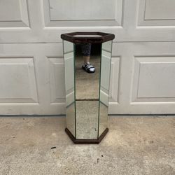 Vintage Hexagonal Mirrored Pedestal Side Table