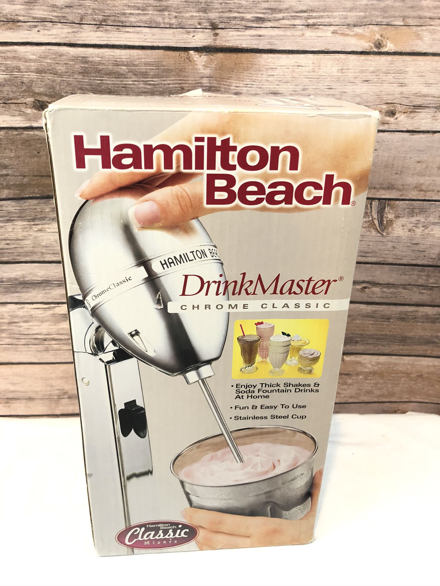 HAMILTON BEACH DrinkMaster Chrome Classic Model 730C Shakes Frozen Blender New