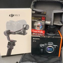 Sony a7 III With FE 28-60mm, DJI RS3 Gimbal, SD Card And Padded Camera Bag