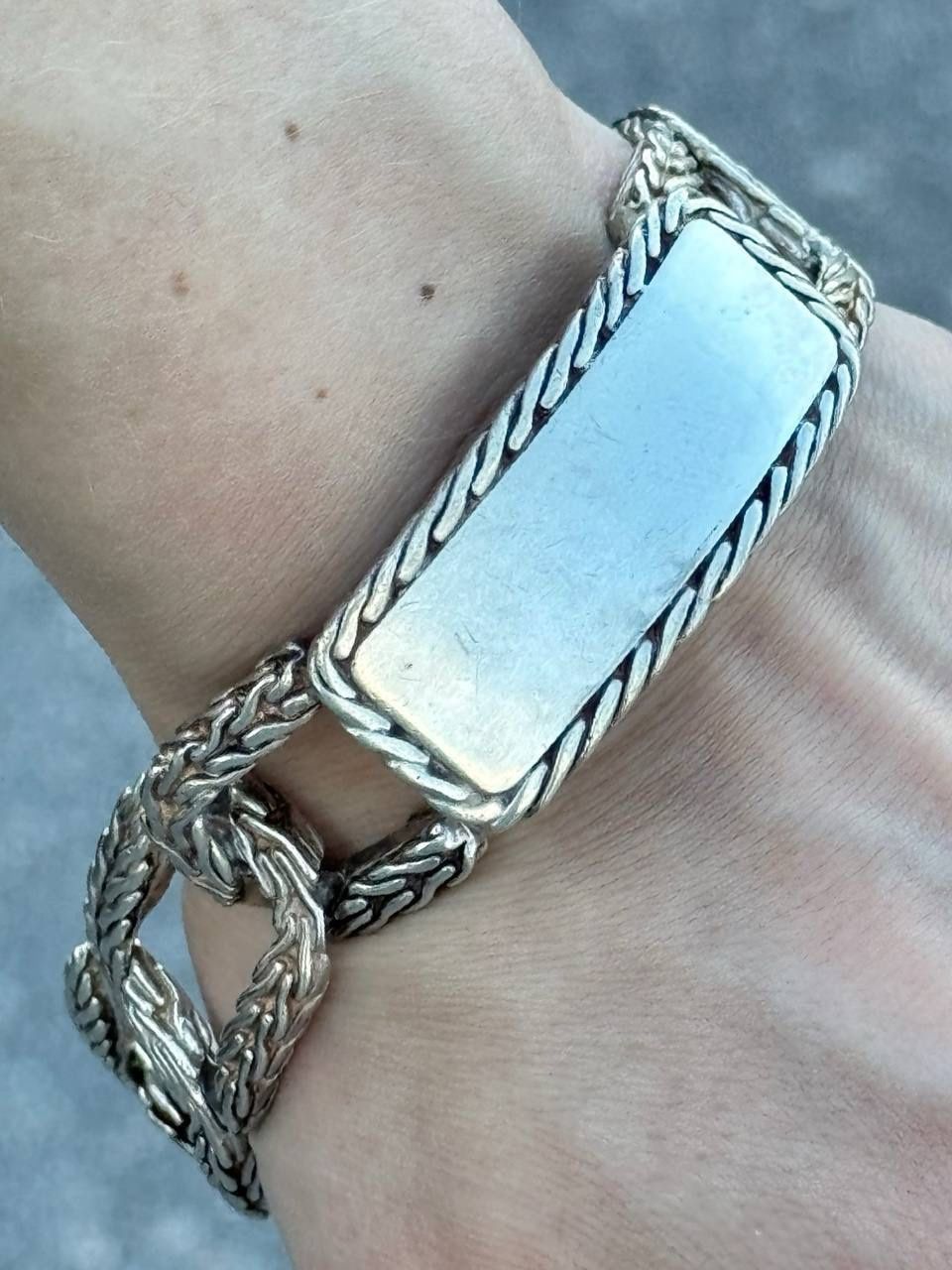 JOHN HARDY JH Sterling Silver ID Tag Link Bracelet 8.5” 76.8 g