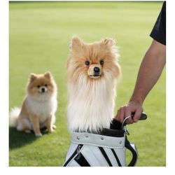 Golden Pomeranian Golf Head Cover - Realistic Dog Design, Fits 460CC/450CC/350CC Drivers, Premium Material, Protective Golf Club Cover, Perfect Golf G