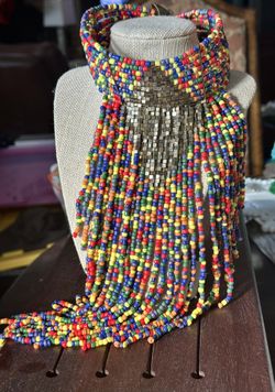 Beaded Choker Bib Statement Necklace Big