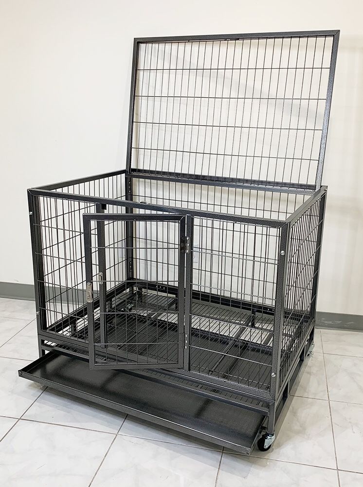 New $130 Heavy Duty 42x30x34” Large Dog Cage Pet Kennel Crate Playpen w/ Wheels for Large Pets