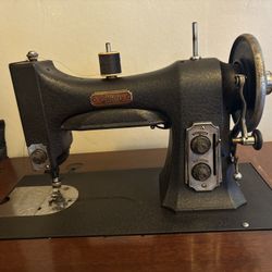 White Sewing Machine And Sewing Table
