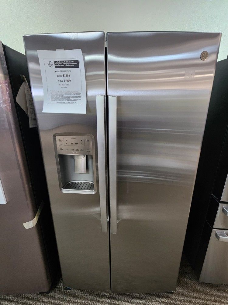 Profile 21.9 cu. ft Side by Side Refrigerator in Fingerprint Resistant Stainless Steel, Counter Depth