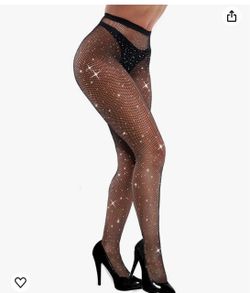 Black Rhinestone Fishnet Tights