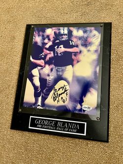 George Blanda Signed Raiders Plaque - HOF 81, JSA