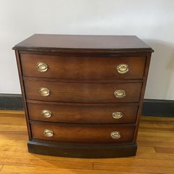 Antique Mahogany  four drawer chest with brass pulls. Circa 1940. 