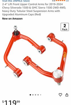 2-4" Lift Front Upper Control Arms for 2019-2024 Chevy Silverado 1500 & GMC Sierra 1500 2WD 4WD, heavy Duty Tubular Steel Suspension Arms with Upgrade