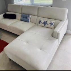 White Leather Sectional Sofa. Price Including Delivery 
