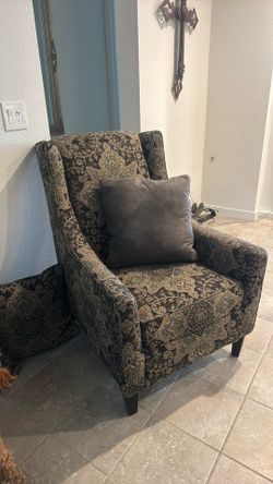 SALE- Decorative Winged Side Chair + 4 Giant Suede Pillows