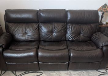 Electric reclining leather sofa
