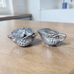 Vintage Arthur Court Designs Grape Pattern Aluminum Creamer and Sugar Set (2-Piece)