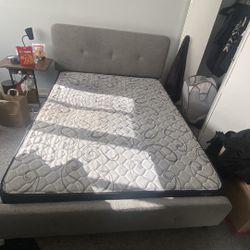 Queen Bed Frame + Firm Mattress for Sale