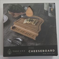 Toscana Piano Bamboo Cheese Board Novelty Shape with Tools Set