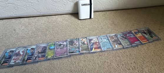 Pokémon TCG Rare Card Lot with small Binder (including a pretty damaged complimentary LeBron James card)