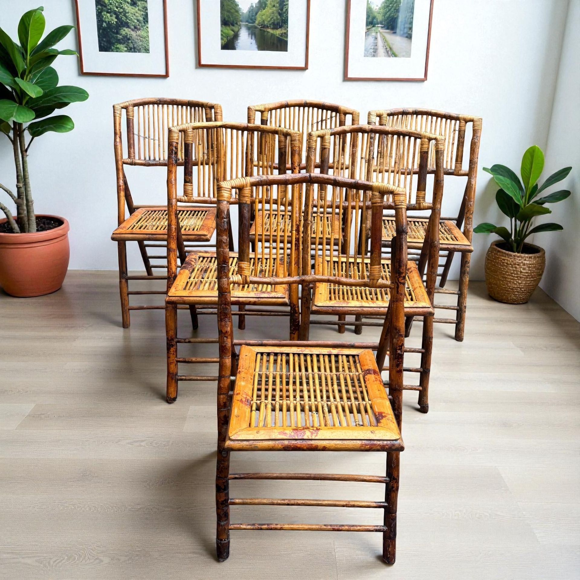 Bamboo Folding Patio Chair Set 