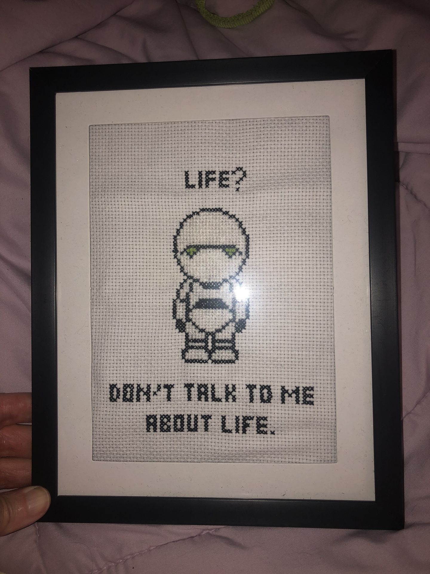 Hitchhiker’s Guide To The Galaxy Completed Framed Cross Stitch New