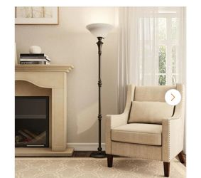 72.75 in. Bronze Floor Lamp with White Alabaster Shade(2701)