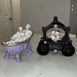 Together Eternally Carriage Pastel Tub Marriage Halloween Skeleton Ashland Couple Cake Topper