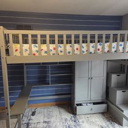Loft Bed With Storage And Shelves